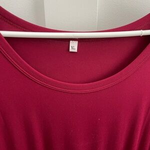 Dress with long sleeves.